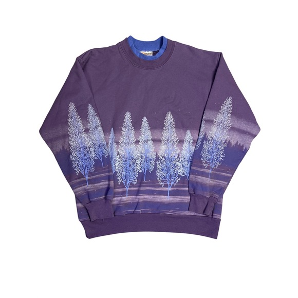 morning sun Tops - Morning Sun Vintage 90s Scenic Tree Sweatshirt Purple USA Nature AOP Mens L